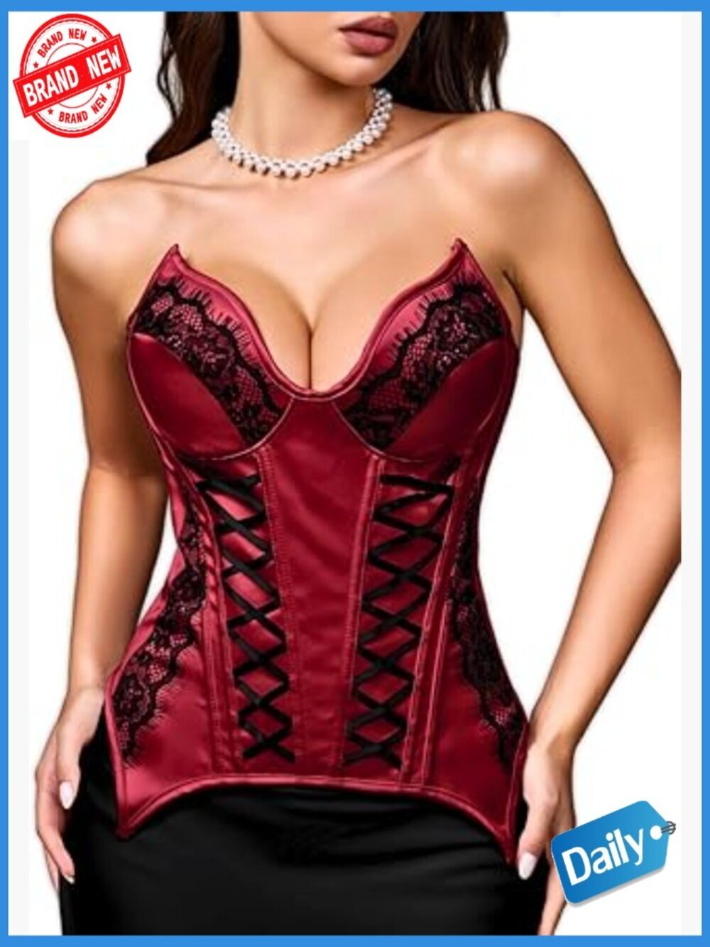 Vintage Elegant Lace Corset, Lace-Up Fit Sizes 0-26, Padded Boned Top